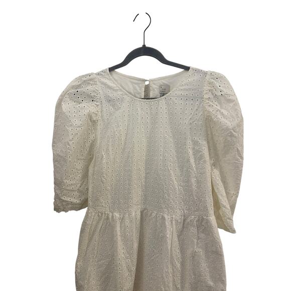 A New Day White Eyelet Summer Dress Tiered Puff Sleeve XL Fairy Romantic Wedding - Picture 4 of 11